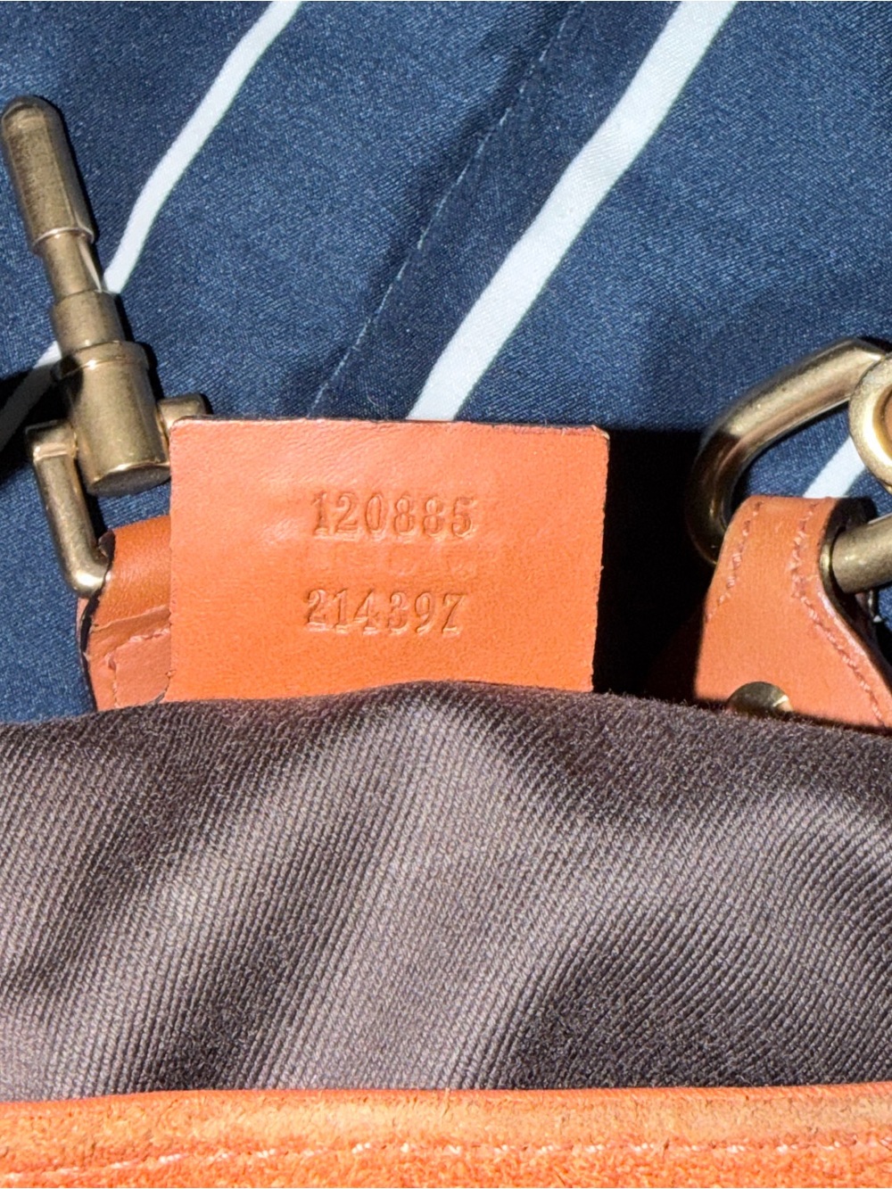 Gucci Orange Suede & GG Canvas Shoulder Bag with Tan Leather Trim - Picture 11 of 12